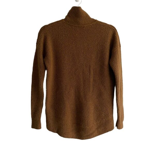 MADEWELL Wool Waffle Thermal Turtleneck Mock Neck Sweater Brown XS - Picture 5 of 7